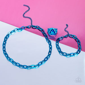 Blue,Bracelet Clasp,Necklace Choker,Necklace Short,Ring Wide Back,Sets,Dazzling Blue Trio ✧ Set!