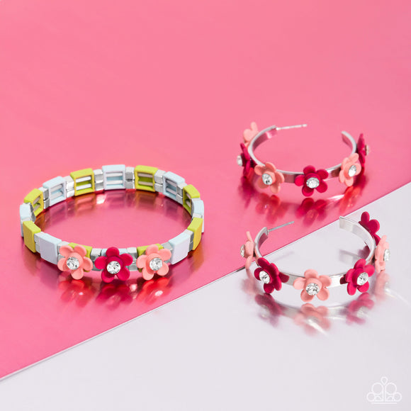 Strictly Springtime Orange ✧ Hoop Earrings & Sincerely Springtime Multi ✧ Stretch Bracelet Set