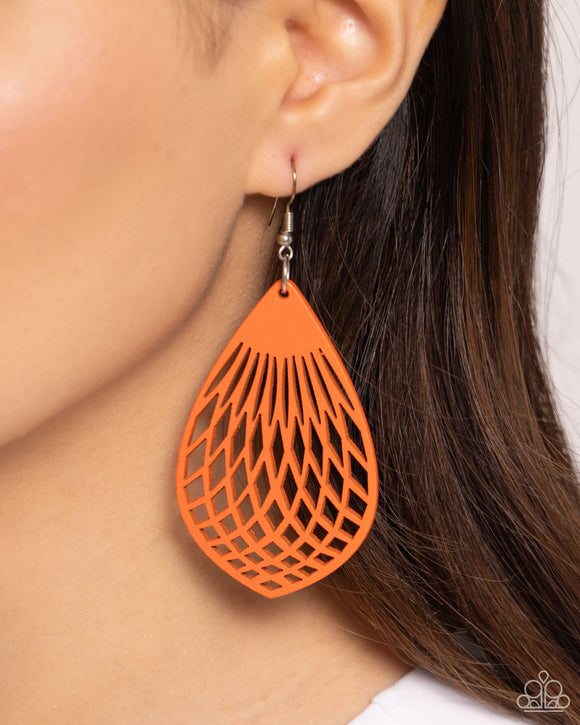 Caribbean Coral Orange ✧ Wood Earrings