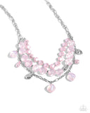 Cubed Cameo Pink ✧ Necklace & Glittery Gala Pink ✧ Stretch Bracelet Set