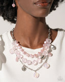 Cubed Cameo Pink ✧ Necklace & Glittery Gala Pink ✧ Stretch Bracelet Set