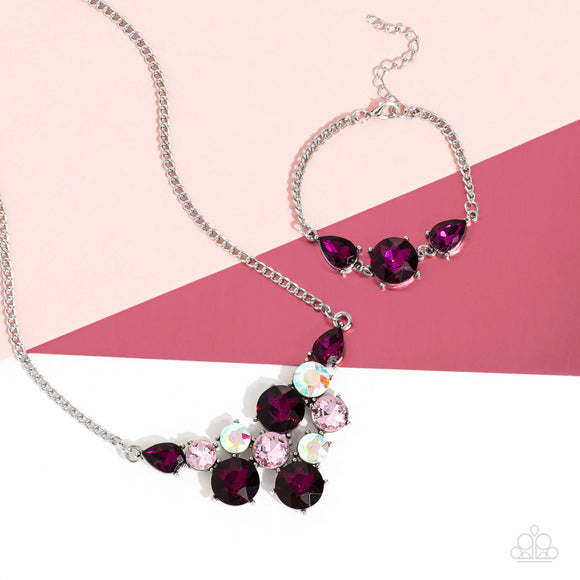Round Royalty Pink ✧ Iridescent Necklace & Twinkling Trio Pink ✧ Bracelet Set