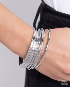 Bracelet Bangle,Silver,Stackable Shimmer Silver Bracelet ✧ Bangle Bracelet