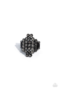 Black,Gunmetal,Hematite,Ring Wide Back,Honeycomb Haute Black ✧ Hematite Ring