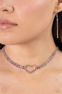 Favorite,Hearts,Necklace Choker,Necklace Short,Pink,Valentine's Day,Rows of Romance Pink ✧ Heart Choker Necklace