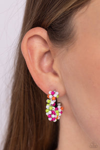 Earrings Hoop,Earrings Seed Bead,Multi-Colored,White,Balloon Backdrop White ✧ Seed Bead Hoop Earrings