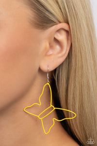 Butterfly,Earrings Fish Hook,Yellow,Soaring Silhouettes Yellow ✧ Butterfly Earrings