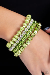 Bracelet Stretchy,Green,Sets,Punk Pattern Green ✧ Stretch Bracelet