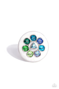 Blue,Multi-Colored,Ring Wide Back,Captivating Centerpiece Blue ✧ Ring