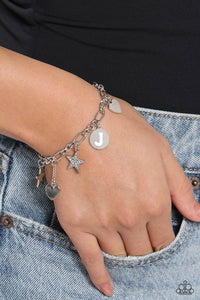 Bracelet Clasp,Favorite,Initial,Silver,Stars,Legacy Letters - White J ✧ Star Bracelet