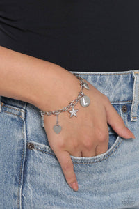 Bracelet Clasp,Initial,Silver,Stars,Legacy Letters - White L ✧ Star Bracelet