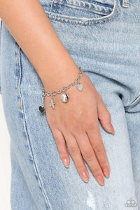 Bracelet Clasp,Initial,Silver,Stars,Legacy Letters - White T ✧ Star Bracelet