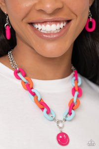 Blue,Multi-Colored,Necklace Short,Orange,Pink,Smile Face,Speed SMILE Pink ✧ Necklace