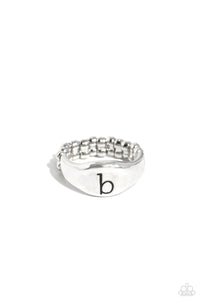 Initial,New,Ring Skinny Back,Silver,Monogram Memento -B Silver ✧ Ring