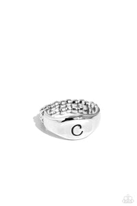 Initial,Ring Skinny Back,Silver,Monogram Memento - C Silver ✧ Ring