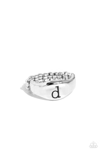 Initial,Ring Skinny Back,Silver,Monogram Memento - D Silver ✧ Ring