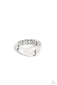 Initial,Ring Skinny Back,Silver,Monogram Memento - J Silver ✧ Ring