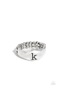 Initial,New,Ring Skinny Back,Silver,Monogram Memento - K Silver ✧ Ring