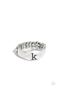 Initial,Ring Skinny Back,Silver,Monogram Memento - K Silver ✧ Ring