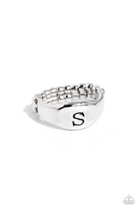 Initial,New,Ring Skinny Back,Silver,Monogram Memento - S Silver ✧ Ring