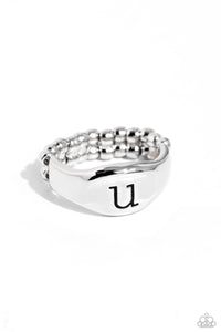 Initial,Ring Skinny Back,Silver,Monogram Memento - U Silver ✧ Ring