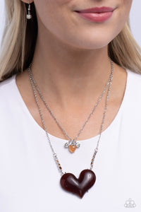 Brown,Hearts,Necklace Short,Orange,Valentine's Day,Heart-Racing Recognition Brown ✧ Heart Necklace