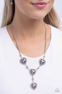 Gray,Hearts,Iridescent,Silver,Valentine's Day,Stuck On You Silver ✧ Iridescent Heart Necklace