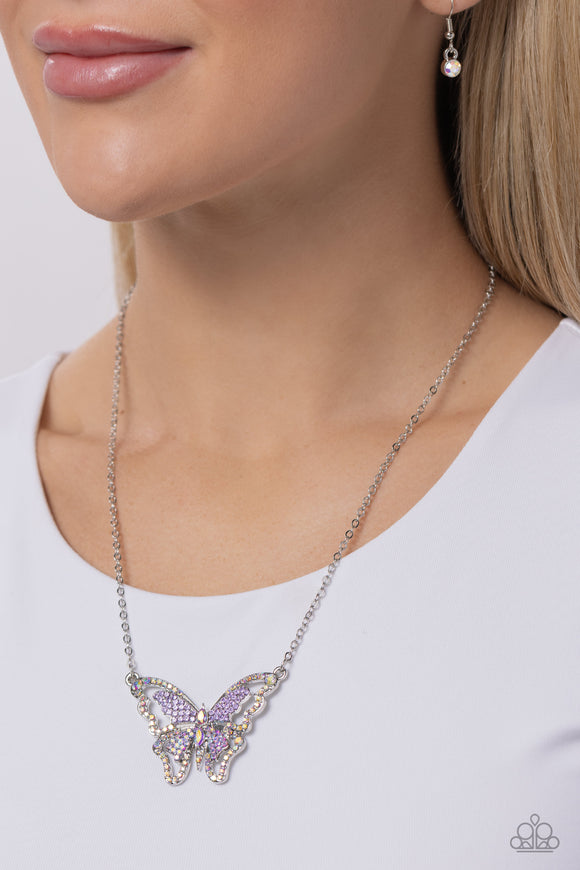 Weekend WINGS Purple ✧ Iridescent Butterfly Necklace