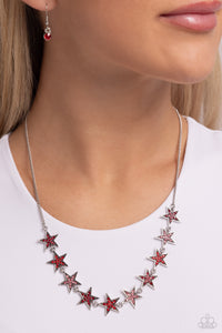 4thofJuly,Necklace Short,Red,Stars,Star Quality Sensation Red ✧ Necklace