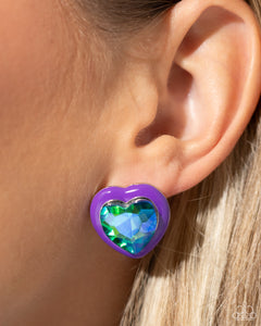 Earrings Post,Hearts,Purple,UV Shimmer,Heartfelt Haute Purple ✧ Heart UV Post Earrings