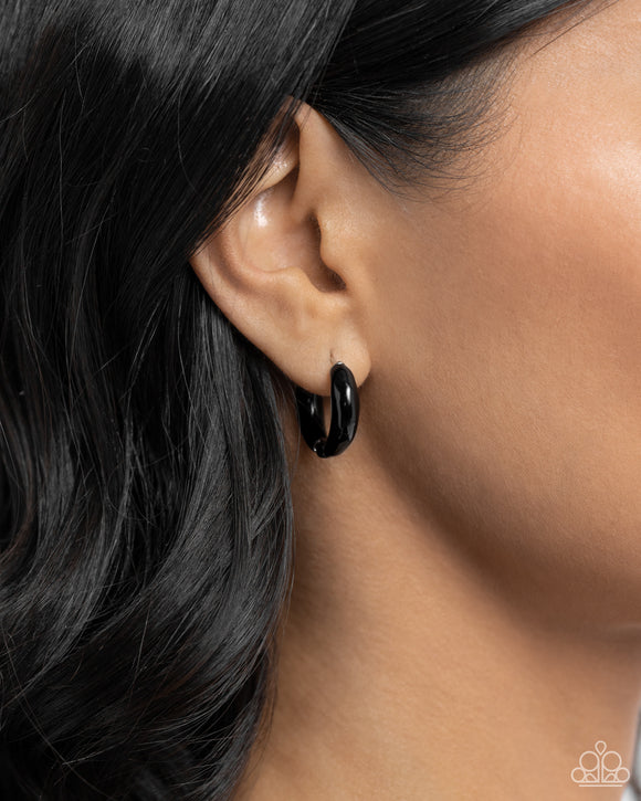 Pivoting Paint Black ✧ Hinged Hoop Earrings