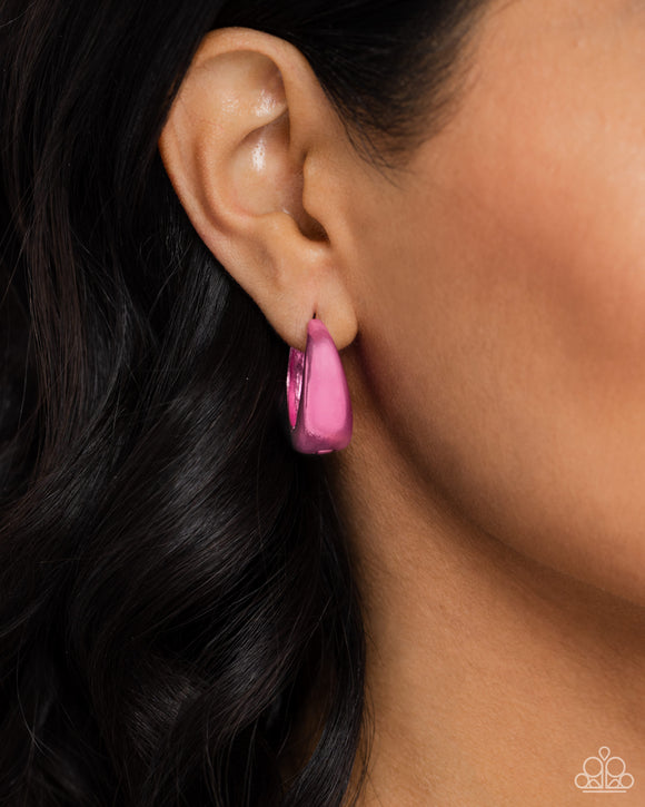 Colorful Curiosity Pink ✧ Hinged Hoop Earrings