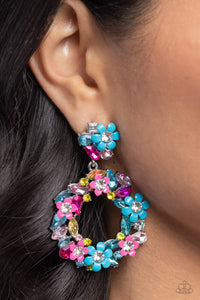 Blue,Earrings Post,Favorite,Light Pink,Multi-Colored,Pink,Yellow,Wreathed in Wildflowers Blue ✧ Post Earrings