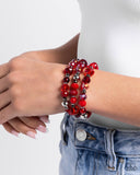 Stack of GLASS Red ✧ Stretch Bracelet