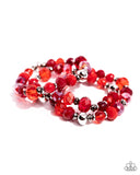 Stack of GLASS Red ✧ Stretch Bracelet