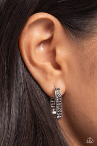 Earrings Hinged Hoop,Hematite,Silver,Sinuous Silhouettes Silver ✧ Hematite Hinged Hoop Earrings