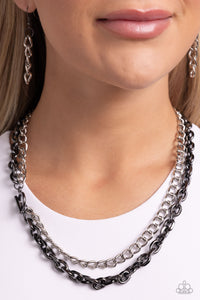 Black,Gunmetal,Necklace Short,Silver,Industrial Improv Black ✧ Necklace
