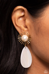 Earrings Post,Gold,White,Sunburst Sophistication Gold ✧ Post Earrings