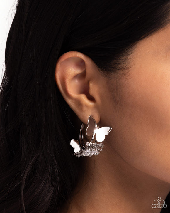 No WINGS Attached Silver ✧ Butterfly Hoop Earrings