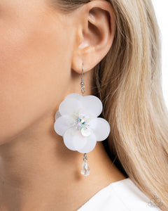 Earrings Fish Hook,Favorite,White,Oversized Opulence White ✧ Iridescent Earrings