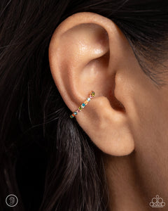 Earrings Ear Cuff,Gold,Multi-Colored,Beginning Bling Gold Multicolored ✧ Cuff Earrings