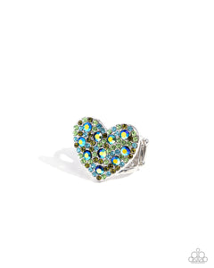 Green,Hearts,Ring Wide Back,UV Shimmer,Valentine's Day,Extra Embellishment Green ✧ UV Shimmer Heart Ring