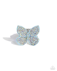 Blue,Butterfly,Favorite,Iridescent,Ring Wide Back,Aerial Ambassador Blue ✧ Iridescent Butterfly Ring