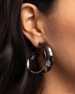 Black,Earrings Hoop,Gunmetal,Curly Cadence Black ✧ Hoop Earrings