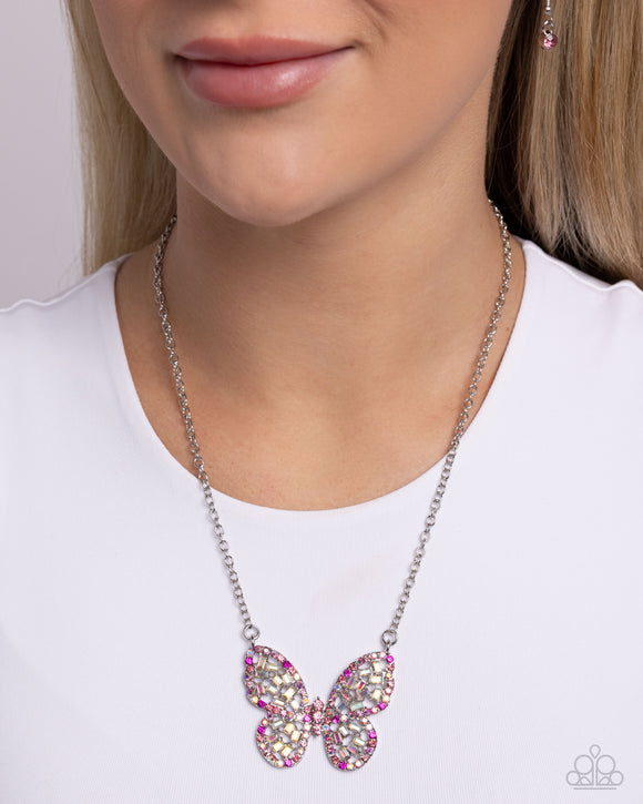 Aerial Academy Pink ✧ Iridescent Butterfly Necklace
