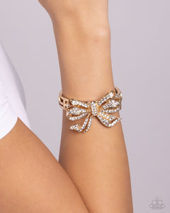 Bracelet Stretchy,Gold,Its All A-BOW-t Me Gold ✧ Stretch Bracelet