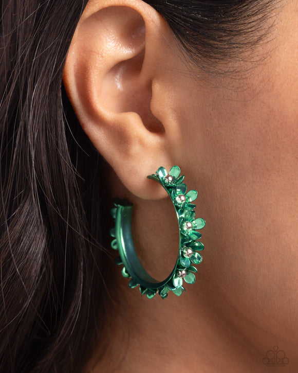 Fashionable Flower Crown Green ✧ Hoop Earrings