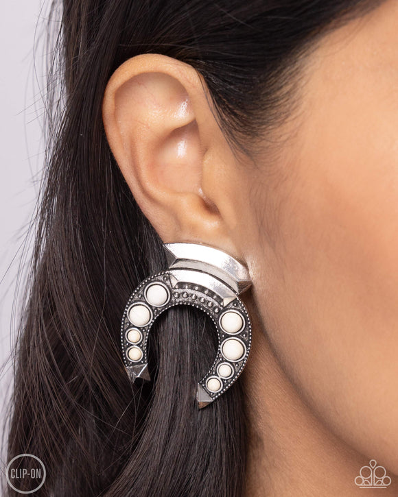 Harmonious Horseshoe White ✧ Clip-On Earrings