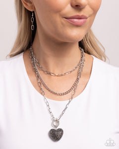 Favorite,Hearts,Hematite,Necklace Short,Valentine's Day,HEART Gallery Silver ✧ Hematite Necklace