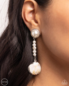 Earrings Clip-On,Shell,White,Oceanic Occasion White ✧ Clip-On Earrings